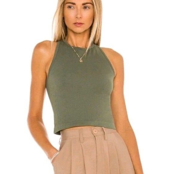 NWT Free People Hayley Racerback Brami Crop Top Ribbed Green Women's XS/S - Picture 1 of 7